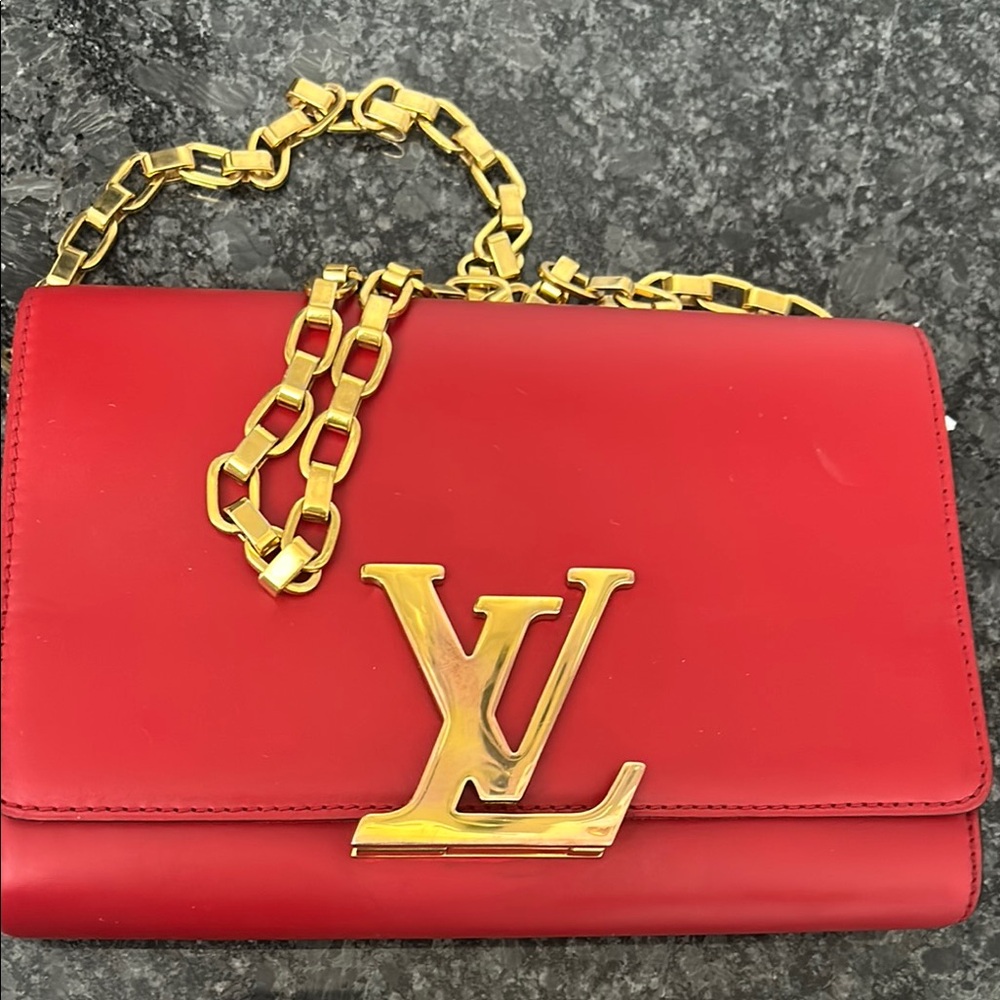 Louis Vuitton Red and Gold Clutch with Chain - Picture 3 of 10